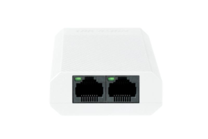 Alternative view of Repetor PoE Hikvision DS-3E0503DP-E/R: 1 × Gigabit PoE IN port si 2 × Gigabit PoE OUT port, buget PoE 30W, dimensiuni: 88.0 mm × 22.0 mm × 58.0 mm, greutate: 0.058 kg, montare pe birou.