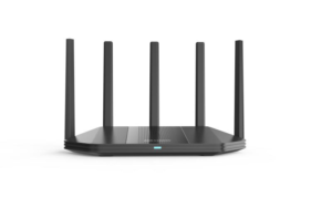 Alternative view of Router wireless Hikvision DS-3WR30X 3000M, 5 antene 5-dBi, dual-band, wireless standard: IEEE 802.11a/n/ac/ax @5GHz; IEEE 802.11b/g/n/ax @ 2.4GHz, interfata: 1 × 10/100/1000 Mbps Adaptive WAN Port 3 × 10/100/1000 Mbps Adaptive LAN Ports, tensiune alimentare: DC 12 V, 1 A, functii: dimensiuni: 281.7