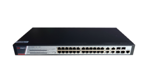 Alternative view of Switch 24 porturi POE Gigabit, Hikvision DS-3E2528P(B)(O-STD), Full Managed, 24  x Gigabit Poe electrical ports si 4 x Gigabit combo ports, SwitchingCapacity 336 Gbps, Packet Forwarding Rate 51 Mpps,putere POE 370 W, maxim 30W per port, Software Function: Device Maintenance, Reliability, WLAN, Port