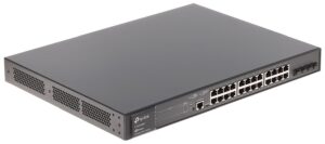 Alternative view of "JetStream™ 28-Port Gigabit L2+ Managed Switch with 24-Port PoE+ PORT: 24× Gigabit PoE+ Ports, 4× Gigabit SFP Slots, RJ45/Micro-USB Console Port SPEC: 802.3at/af, 384 W PoE Power, 1U 19-inch Rack-mountable Steel Case FEATURE: Integration with JetStream™ SDN Controller,Static Routing, OAM, 802.1Q