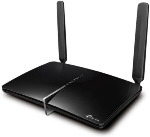 Alternative view of TP-LINK AC1200 Wireless Dual Band 4G + cat6 Router, ARCHER MR600,3* 10/100Mbps LAN Ports, 1* 10/100Mbps LAN/WAN Port, 1* micro SIM Card Slot, 2* Detachable External 4G LTE Antennas,IEEE 802.11a/n/ac 5 GHz, IEEE 802.11b/g/n 2.4 GHz, WPS Button, Reset Button, WiFi On/Off Button, Power On/Off Button