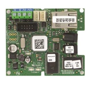 Alternative view of Honeywell Galaxy Dimension IP Module, supports ISOM protocol, 1x RS-485, 100Base-T/ 10Base-T communication speed, 12-15 V DC;