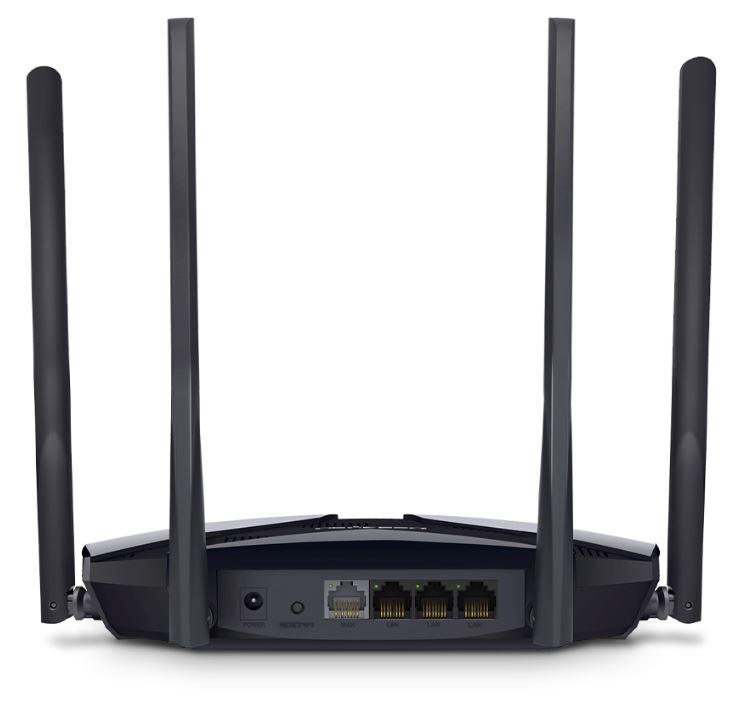 Mercusys MR60X Dual-Band WiFi 6 Router (AX15000), Standarde wireless: Wi-Fi 802.11ax / ac / a / b / g / n, Viteza wireless: 1201 Mbps (5 GHz) + 300 Mbps (2.4 GHz), Interfata: 1 × Port WAN Gigabit + 3 porturi Gigabit LAN, 4 x Antene externe de 5dBi. - imagine 5