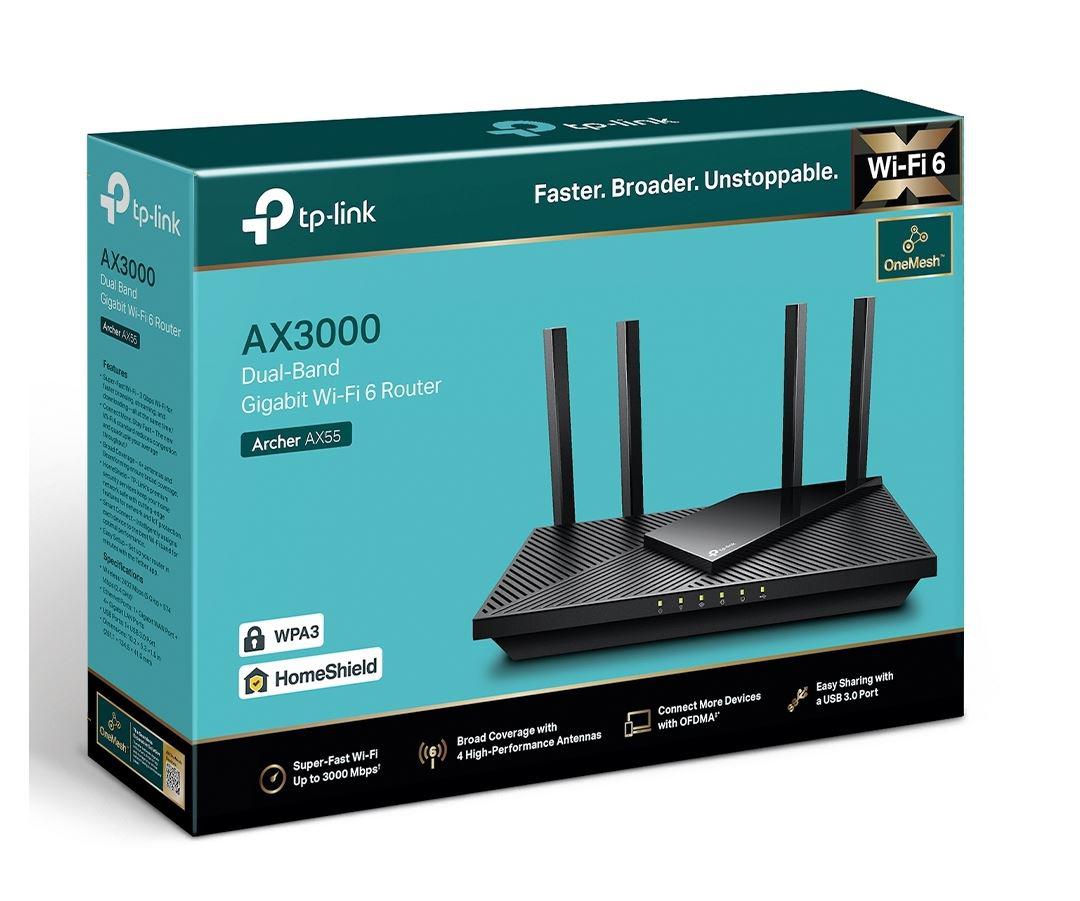 TP-Link Wireless Router, ARCHER AX55 ;WI-FI 6 ,dual band AX3000 5 GHz: 2402 Mbps (802.11ax), 2.4 GHz: 574 Mbps(802.11ax), Standard and Protocol: IEEE 802.11ax/ac/n/a 5 GHz, IEEE 802.11ax/n/b/g 2.4 GHz4 x Antene Externe fixe, 1× Port WAN/LAN Gigabit, 4× Porturi LAN Gigabit, 1× Port USB 3.0. - imagine 8