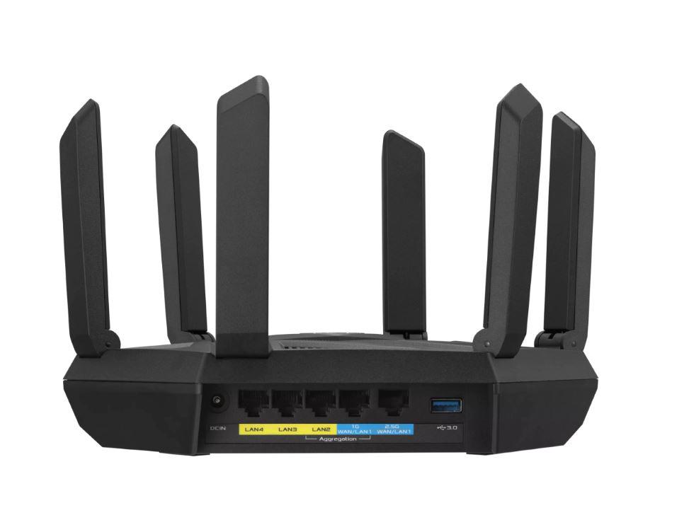 Router Wireless Asus RT-AXE7800, tri-band, WI-FI 6, , standarde reteaEEE 802.11a, IEEE 802.11b, IEEE 802.11g, WiFi 4 (802.11n) WiFi 5 (802.11ac), WiFi 6 (802.11ax), WiFi 6E (802.11ax), IPv4, IPv6 574+4804+2402 Mbps, 6 antene externe, Procesor: 1.7Ghz, 256mb ram, Tri-band Wi-Fi: 2.4 GHz / 5 GHz / 6 - imagine 7