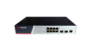 Alternative view of Switch Hikvision DS-3E2510P(B), Switching Capacity 336 Gbps, 8 Gigabit Poe electrical ports and 2 Gigabit / 100M SFP optical ports, Address Table 8 K, Support binding of IP, MAC, port and VLAN, dimensiuni: 280 mm × 44 mm × 180 mm, temperatura de functionare: -10°C to 50°C, greutate:1.2Kg