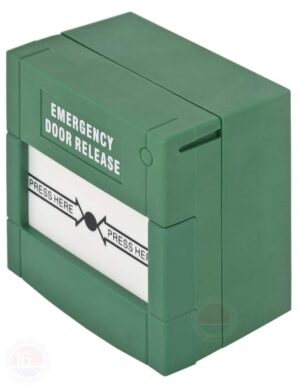 Alternative view of Buton aplicabil din plastic pentru iesire de urgenta; Material: plastic, culoare verde; 2x contacte NO/NC;