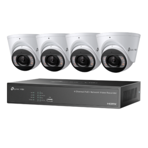Alternative view of KIT NVR + HDD 2TB POE TP-Link VIGI 4 canale + 4 camere 4MP, Lentila 2.8, IR+WL 30ML Turret, NVR TP-Link VIGI 4 canale, 53W 1004H; 8MP, 1SATA Interface, max 10TB, H.265+; ONVIF,