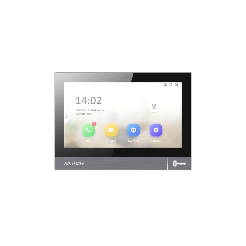 Monitor videointerfon WIFI 7" Hikvision DS-KH8381-WTE1/SF; ecran colorful IPS 7", rezolutie ecran 1024 × 600; Conectivitate: Retea wireless: Wi-Fi 802.11b/g/n; 1 RJ-45 10/100Mbps self-adaptive; TCP/IP, SIP, RTSP; microfon si difuzor incorporat; 8x intrare alarma; Alimentare: IEEE802.3at, Standard - imagine 3