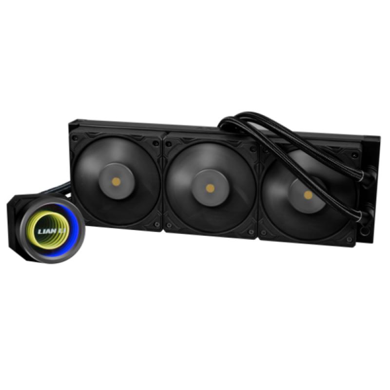 Cooler Procesor LIAN LI GALAHAD II TRINITY PERFORMANCE 360 NEGRU, marime radiator 360mm, 3 ventilatoare, Viteza ventilatoare 3000 RPM +/- 10%, Viteza pompa: 4200 +/- 10%, Suport AMD: AM4, AM5 suport INTEL: LGA 1700/1200/115X, Airflow: 79.9 CFM, Nivel de zgomot pompa: 30dBA, Nivel de zgomot