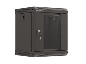 Dulap rack 10" perete 6U / 300x300 (flat pack) cu ușă din sticlă, negru