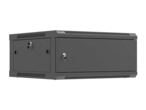 Dulap rack de perete Lanberg 19", 4U, 600x450 mm, pentru asamblare, usa metalica, RAL9004, IP20, usa metalica, negru