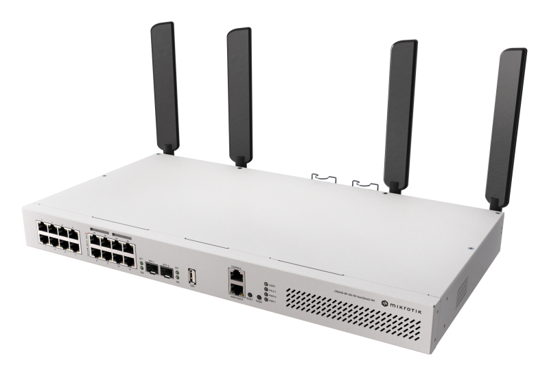 Mikrotik CRS418-8P-8G-2S+5axQ2axQ-RM. Switch layer: L2/L3. Basic switching RJ-45 Ethernet ports type: Gigabit Ethernet (10/100/1000), Basic switching RJ-45 Ethernet ports quantity: 17, Console port: RJ-45. Networking standards: IEEE 802.3af, IEEE 802.3at. Power over Ethernet (PoE). Rack mounting