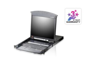 KVM-LCD Aten KL1508AIN-AXA-XG. Diagonala afișajului: 48,3 cm (19"), Ecran: LCD. Tastatură de tip port: USB, PS/2, Mouse tip de port: USB, PS/2, Video Type portul: VGA. Limbă tastatură: Engleză SUA, Schemei de tastatură: QWERTY. Consum de energie (tipic): 27,5 W, Curent de intrare: 1 A. Lățime: 480