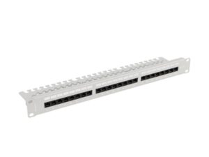 Patch panel 24 porturi 1U 19" Cat.5e UTP cu organizator cabluri, gri