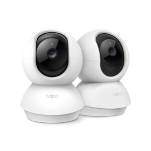 Pan/Tilt Home Security Wi-Fi Camera, 2-Pack SPEC: 2K (2304x1296), 2.4 GHz, Horizontal 360º FEATURE: Pan/Tilt, Smart AI Detection and Notifications (motion, people), Sound and Light Alarm, Remote Control, Two-Way Audio, Voice Control (Works with Google Assistant and Alexa), Local Storage through