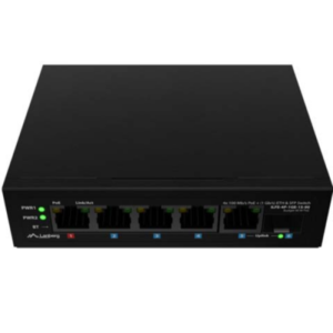 Switch Lanberg ILFE-4P-1GE-1S-90, 1 port 100BASE-T 802.3bt PoE++, 3 porturi  100BASE-T 802.3af/802.3at PoE+, Unmanaged, maxiumum network link speed 100 Mbps, 1000 Mbps, latime de banda 12 Gbps, standar PoE 802.3at, 802.3af, 802.3bt