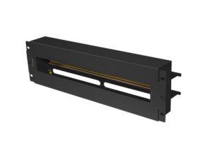 Alternative view of Panou distribuție tensiune 19" 3U cu șină DIN TS-35, negru