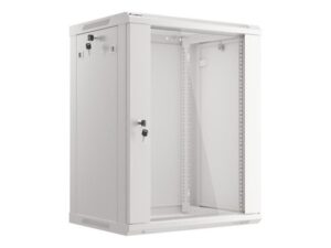 Dulap rack 19" perete 15U / 600x450 (flat pack) cu ușă din sticlă, gri  V2