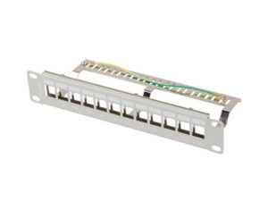 Patch panel gol 12 porturi 1U 10" FTP pentru module Keystone, gri  V2