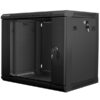 Dulap rack de perete 19", 9U, 600x450 mm, usa din sticla, negru, V2