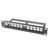 Patch panel gol 12 porturi 1U cu organizator pentru module Keystone, negru