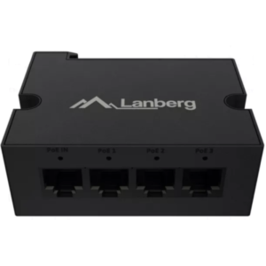 Switch Lanberg DIN-FE4-AT-30W, 4 porturi 1000BASE-T PoE+, Unmanaged, maxiumum network link speed 100 Mbps, chipset Realtek - RTL8305NB, standar PoE 802.3at, 802.3af