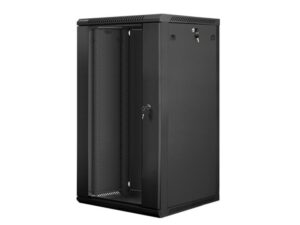 Dulap rack 19" perete 22U / 600x600 (flat pack) cu ușă din sticlă, negru  V2