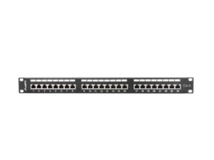 Patch panel 24 porturi 1U 19" Cat.6 FTP cu organizator cabluri, ecranat, negru