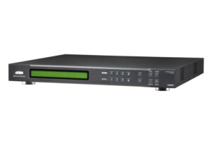 ATEN VM0404HA. Tipul de produs: Comutator matrice AV, Rata de transfer de date: 10,2 Gbit/s, Tact maxim pixel: 340 MHz. Culoare carcasă externă: Negru, Material carcasă: Metal. Conector USB: Micro-USB. Consum de energie (max): 9,62 W. Produse per cutie ambalaj (exterior): 3 buc., Greutate netă cutie