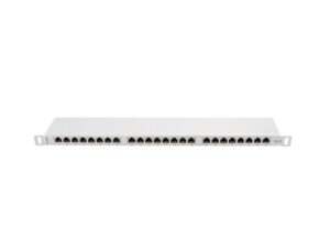 Patch panel 24 porturi 0,5U 19" Cat.6 FTP cu organizator cabluri, ecranat, gri