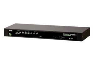 KVM Rack Aten ATEN CS1308-AT-G. Tastatură de tip port: USB, PS/2, Mouse tip de port: USB, PS/2, Video Type portul: VGA. Tip HD: QXGA, Rezoluţia maximă: 2048 x 1536 Pixel, Interval scanare: 1,255 s. Culoarea produsului: Negru, Capacitate portbagaj: 1U, Material carcasă: Metal. Sursă de alimentare