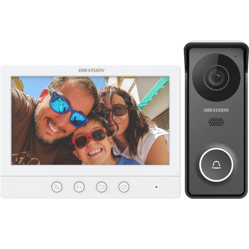 Kit videointerfon Hikvision DS-KIS213(B), caracteristici post exterior: IR: 3m, rezolutie: 1280 * 720@60fps, microfon si difuzor inclus, 1 buton, alimentare: 12 VDC, temperatura de functionare: -30° C to + 60° C, caracteristici post interior: ecran 7-inch colorful TFT, 4 butoane, rezolutie: 1024 x - imagine 4