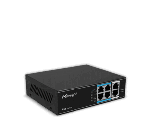 "Switch Milesight MS-S0208-GL; Porturi:8×100Mbps PoE ports (RJ45) +2×1000Mbps unlink ports; Maxim 30 W per port, Buget 120 W; Performanta: Switching capacity 11.8Gbps, Forwarding 4.17Mpps Alimentare: AC 100~240V, 50-60Hz, 2.2A; Dimensiuni: 195mm x 130mm x 40mm; Greutate: 0.7Kg."