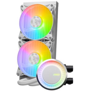 Alternative view of Cooler Procesor MSI MAG CORELIQUID E240 ALB, Lichid, 12 cm, 2 ventilatoare, aRGB