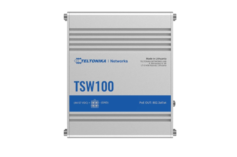 TELTONIKA INDUSTRIAL 5PORT Unmanaged POE+ Switch TSW100, Interfata: 5 x ETH ports, 10/100/1000 Mbps, supports auto MDI/MDIX crossover, Standarde retea: 802.3i, 802.3u, 802.3ab, 802.3x, 802.3az, 802.3ad, Porturi POE:1-4, POE Budget: 120W, Latime de banda: 10 Gbps, Carcasa aluminiu: Dimensiuni: 115 x - imagine 8