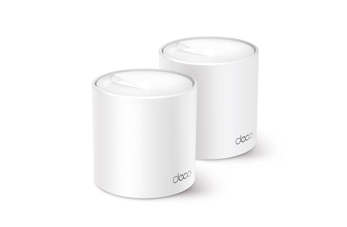 TP-Link AX3000 whole home mesh Wi-Fi 6 System, Deco X50(2-pack); Standarde Wireless: IEEE 802.11ax/ac/n/a 5 GHz, IEEE 802.11ax/n/b/g 2.4 GHz, 3 LAN/WAN Gigabit Ethernet Ports, 1 GHz Dual-Core CPU, 2 x internal antennas per Deco unit, 2402 Mbps (5 GHz), 574 Mbps (2.4 GHz).