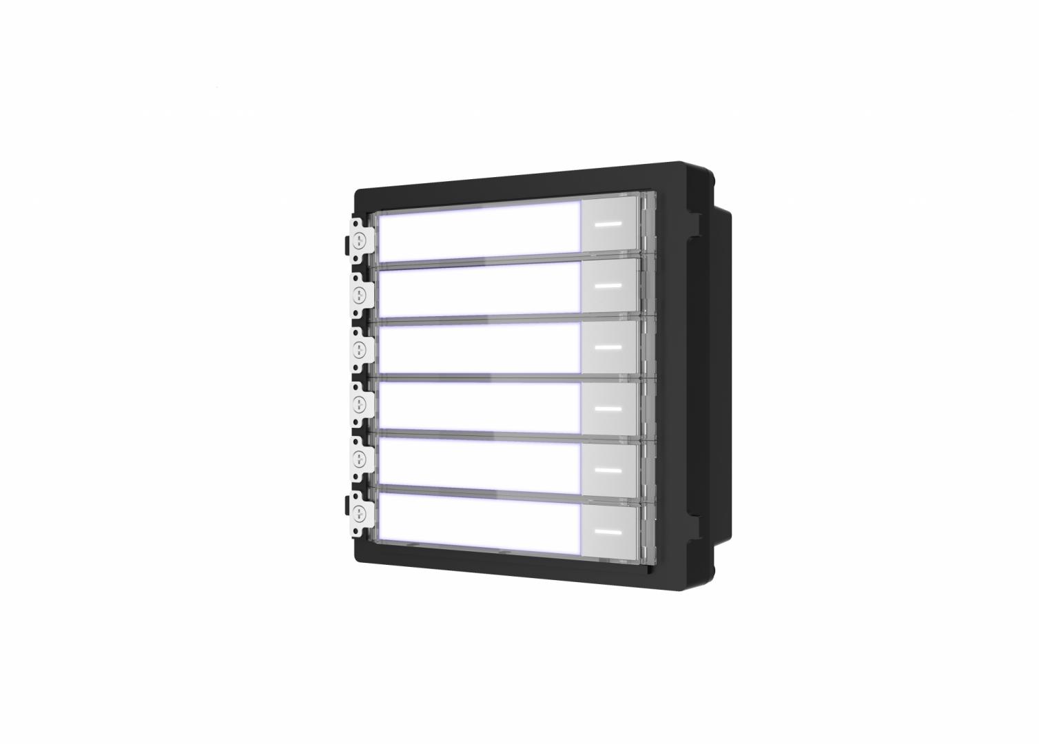 Modul de extensie videinterfon cu sase butoane de apelare Hikvision DS-KD-KK; montaj aplicat sau ingropat (acesoriile de montaj nu s untincluse), customizare afisare nume; iluminare pe timp de noapte;Conectare RS-485, 1 x Input; 1 x Output; Protectie: IP 65; Dimensiuni;Dimensiuni: 98.21 mm × 100.21 - imagine 4