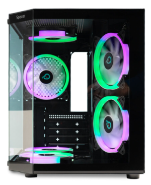 Alternative view of Carcasa SPACER SPCS-GC-AQUARIUM-BK-6F, RGB, Micro Tower, Black