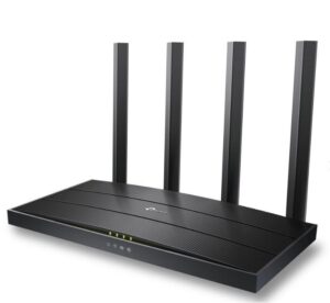 TP-LINK Wireless Router AX1500 WI-FI6, DUAL-BAND, ARCHER AX12; Standarde wireless: IEEE 802.11ax/ac/n/a 5 GHz, IEEE 802.11n/b/g 2.4 GHz, viteze wireless: 5 GHz: 1201 Mbps (802.11ax) 2.4 GHz: 300 Mbps (802.11n), 4 x antene fixe, mod router, mod access point, interfata: 1× port WAN Gigabit, 3× porturi
