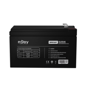 Alternative view of Acumulator nJoy GP07122F 12V 23.51W/cell  Battery Model GP07122F Voltage 12V Power (1,65V/cell@15 min) 23.51W/cell Type VRLA - maintanance free Designed Floating Life 3~5 years Nominal Operating Temp. Range 25o C ± 3o C Terminal F2 terminal -Faston Tab 250 Construction Container & Cover ABS Safety