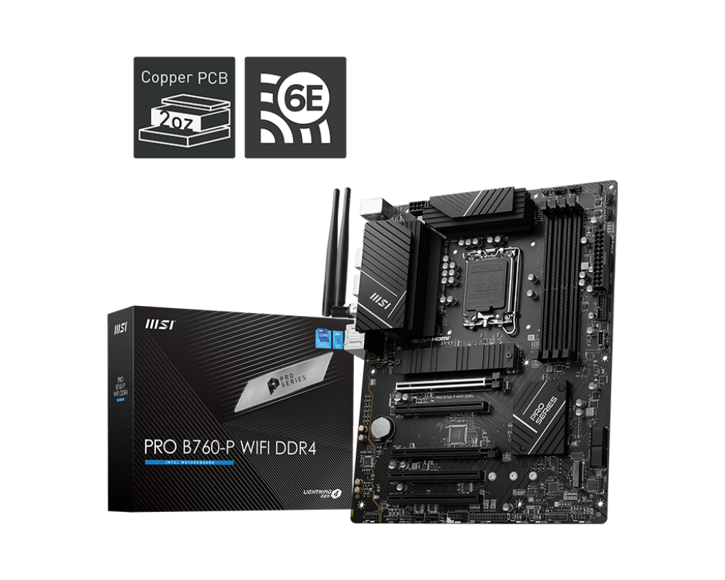 Placa de baza MSI PRO B760-P WIFI, Socket 1700, DDR4, ATX