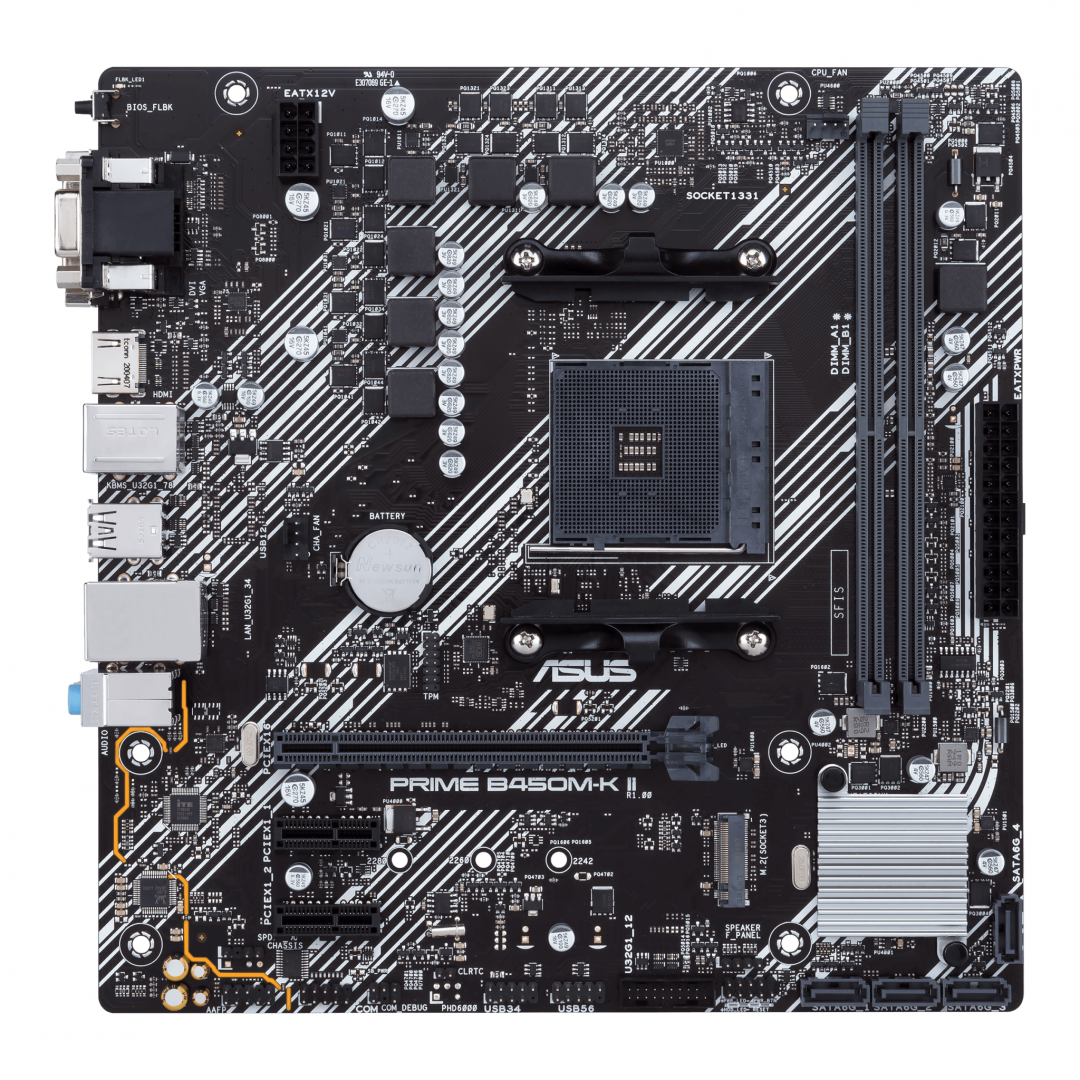 Placa de baza ASUS Prime B450M-K II, Socket AM4, DDR4, Micro-ATX