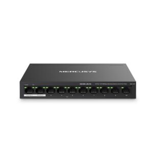 MERCUSYS DESKTOP SWITCH 10PORT MS110P POE, Interfata:  10× 10/100 Mbps, Standarde si protocoale:  IEEE 802.3x Flow Control, Dimensiuni:  171*98* 27 mm, Porturi POE: 1-8, Buget POE: 65W.